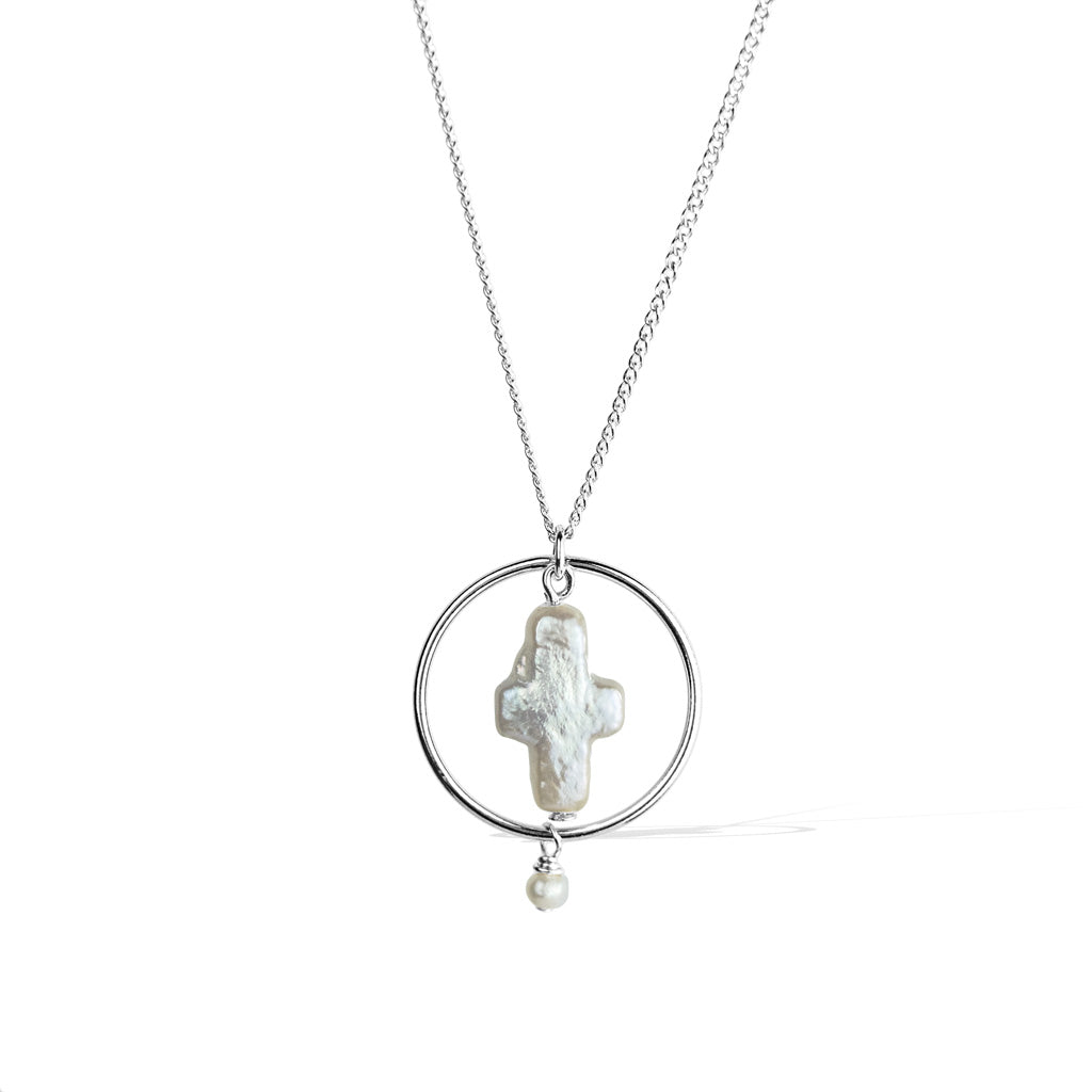 Halo Constellation Necklace - Silver and Pearl