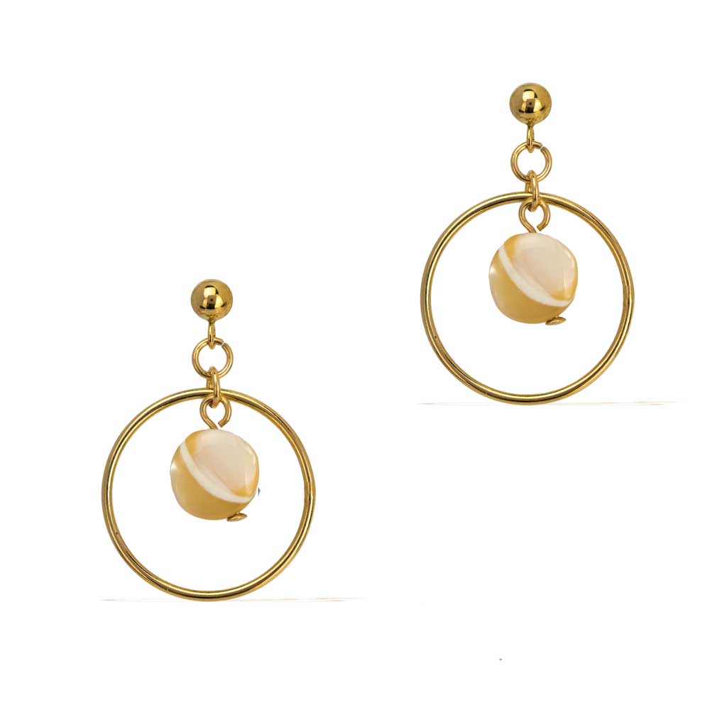 Halo Moonglow Earrings Gold and Mother of Pearl