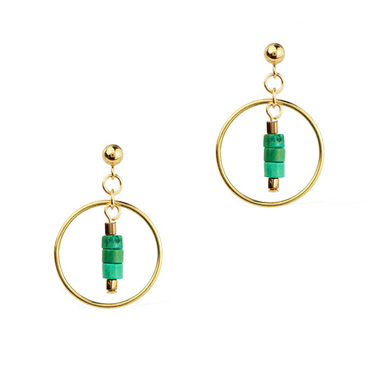 Halo Sage earrings - Gold and Turquoise