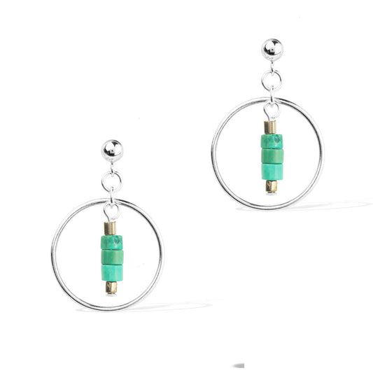 Halo Sage Earrings - Silver and Turquoise
