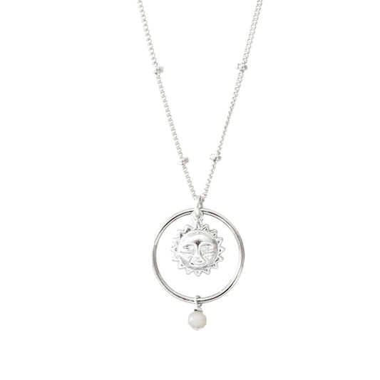 Halo Sun Necklace - Silver and Pearl