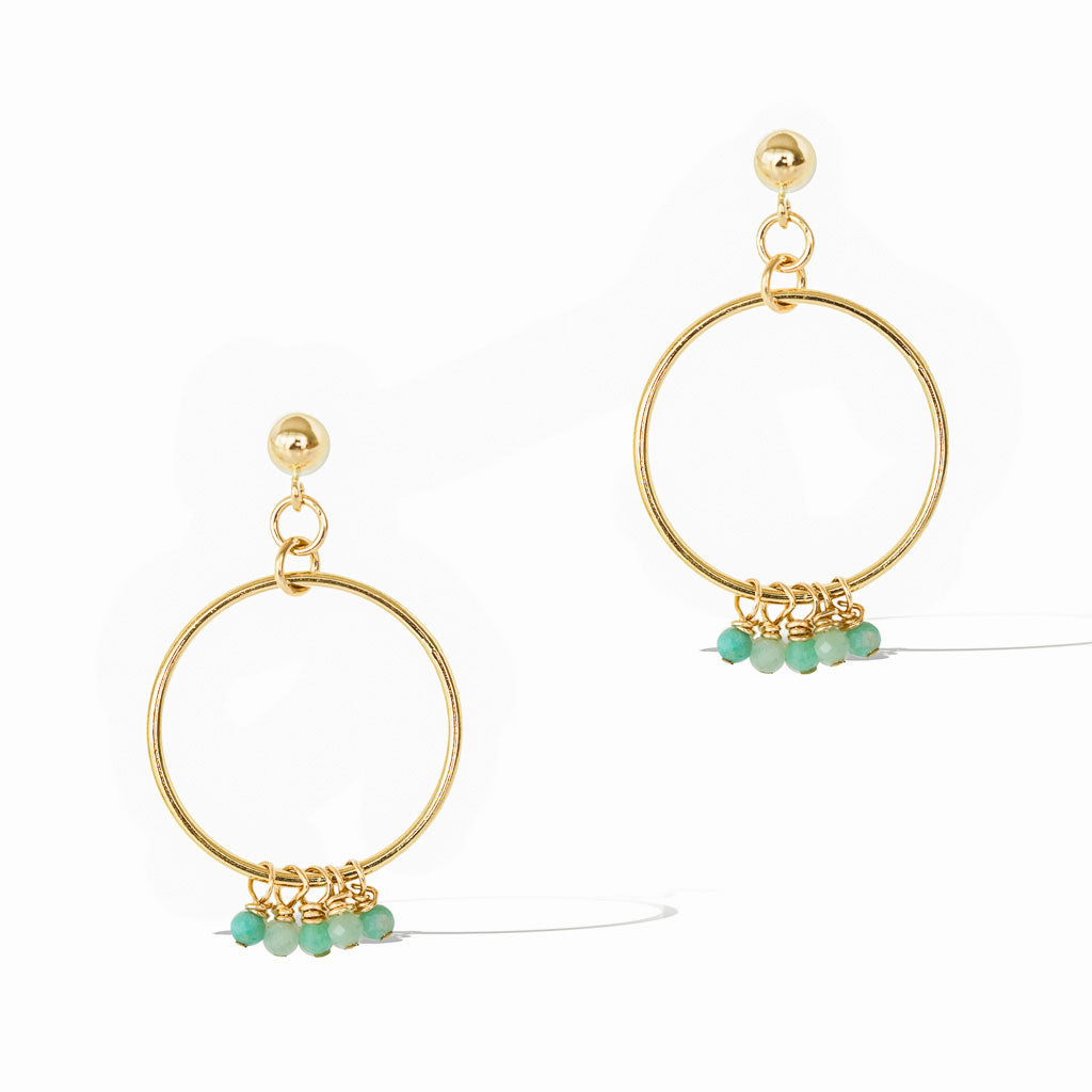 Halo Constellation Earrings - Gold and Amazonite