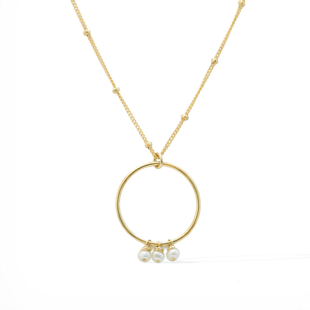 Halo Constellation Necklace - Gold and Pearl