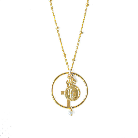 Halo Faith Trinity Necklace - Gold