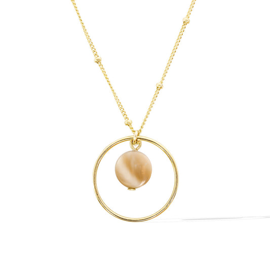 Halo Moonglow Necklace - Gold and Mother of Pearl Satellite chain