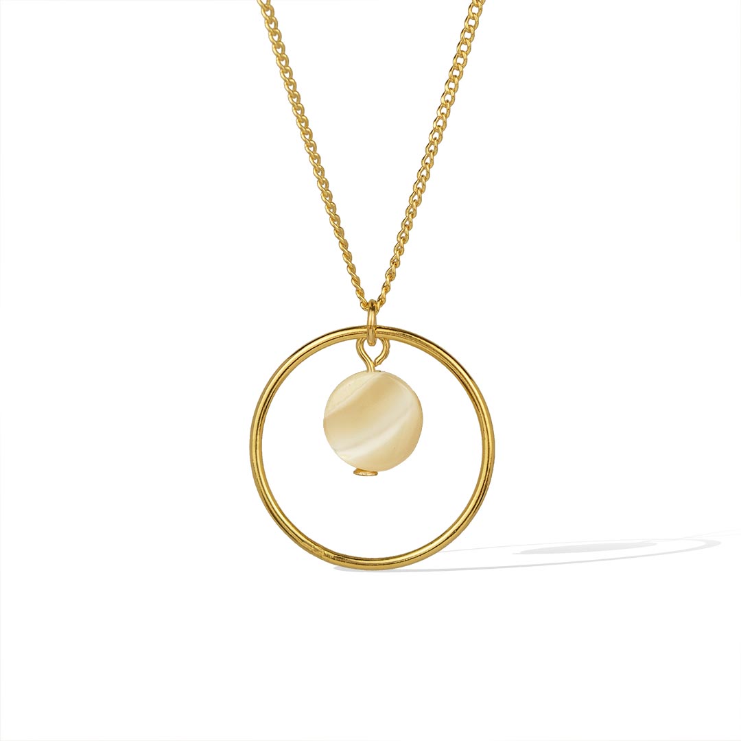 Halo Moonglow neckalce gold pearl cable trace chain