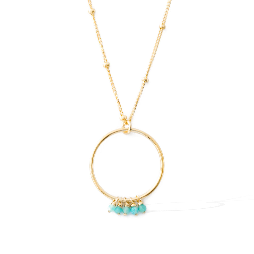 Halo Constellation Necklace - Gold and Amazonite