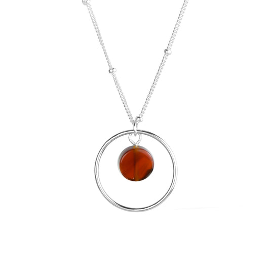 Halo Sunrise Necklace - Silver and Red Agate