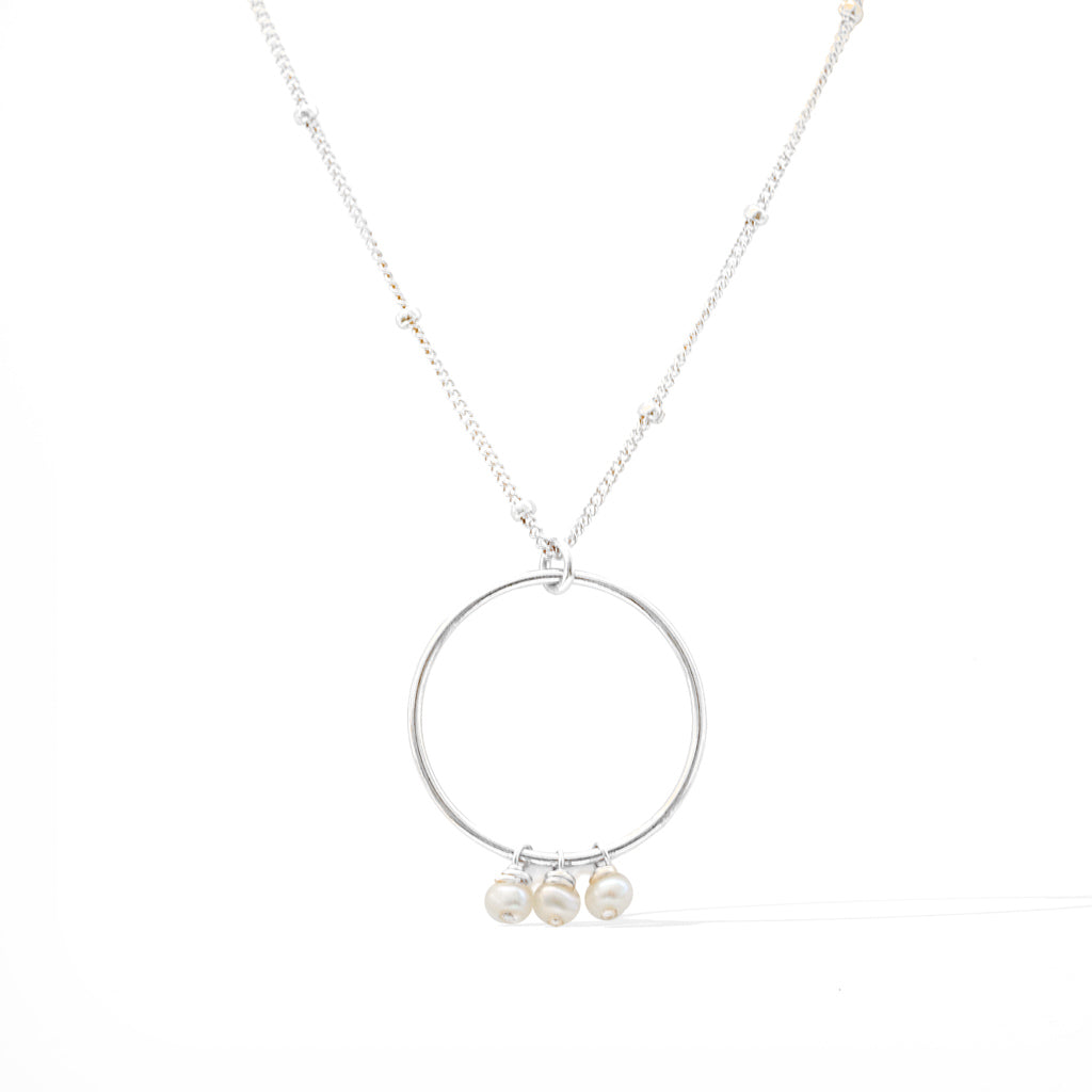 Halo Constellation Necklace - Silver and Pearl