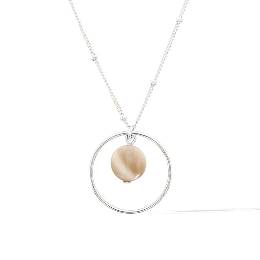 Halo Moonglow Necklace - Silver and Mother of Pearl