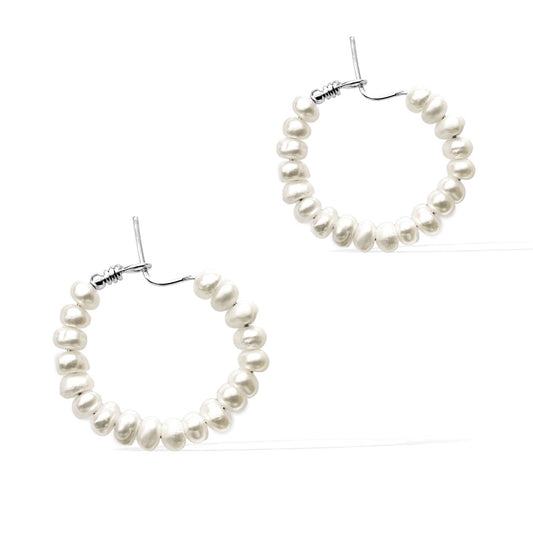Heavenly Glow Earrings - Silver and Pearl