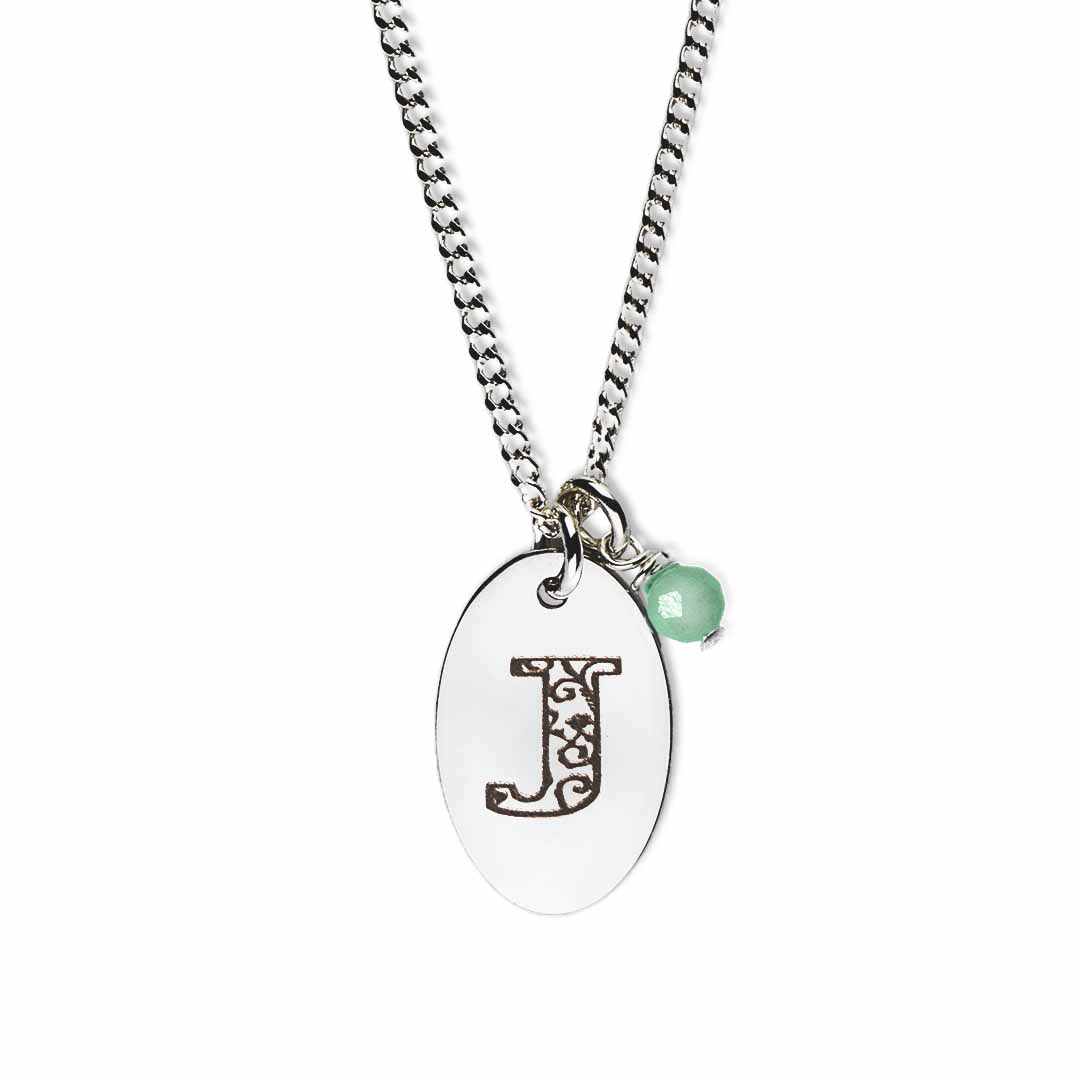 J pendant store necklace silver