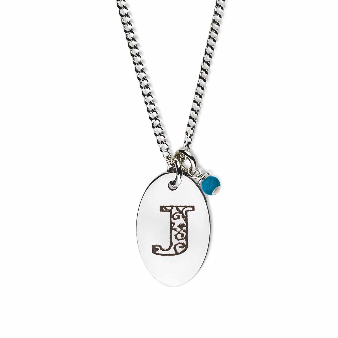 Birthstone-love-letter-j-silver turquoise