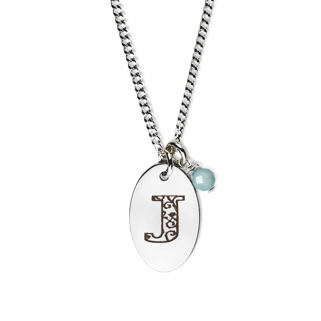 Letter j on sale necklace silver