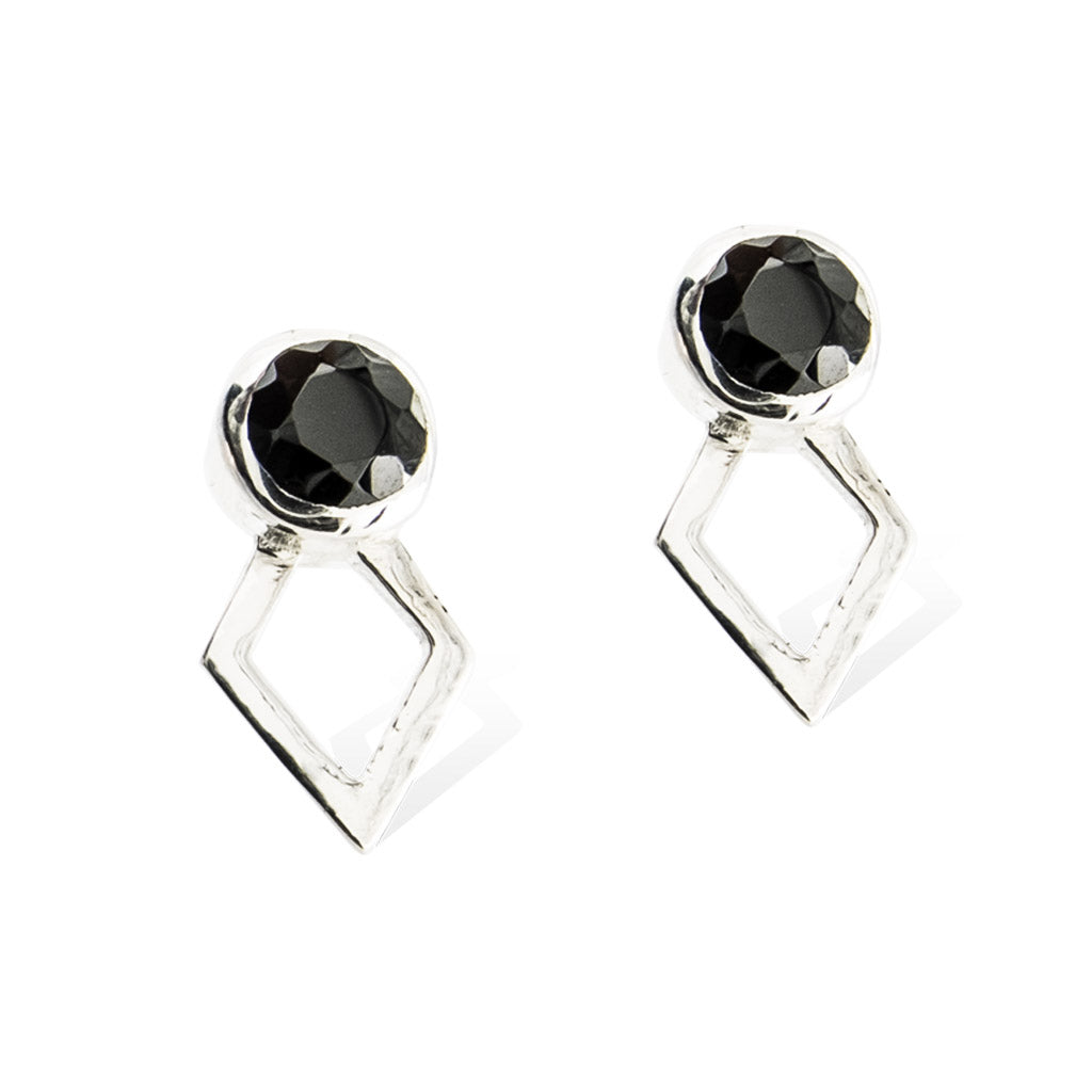 JAEGER EARRINGS -  Sterling SIlver with Black Spinel