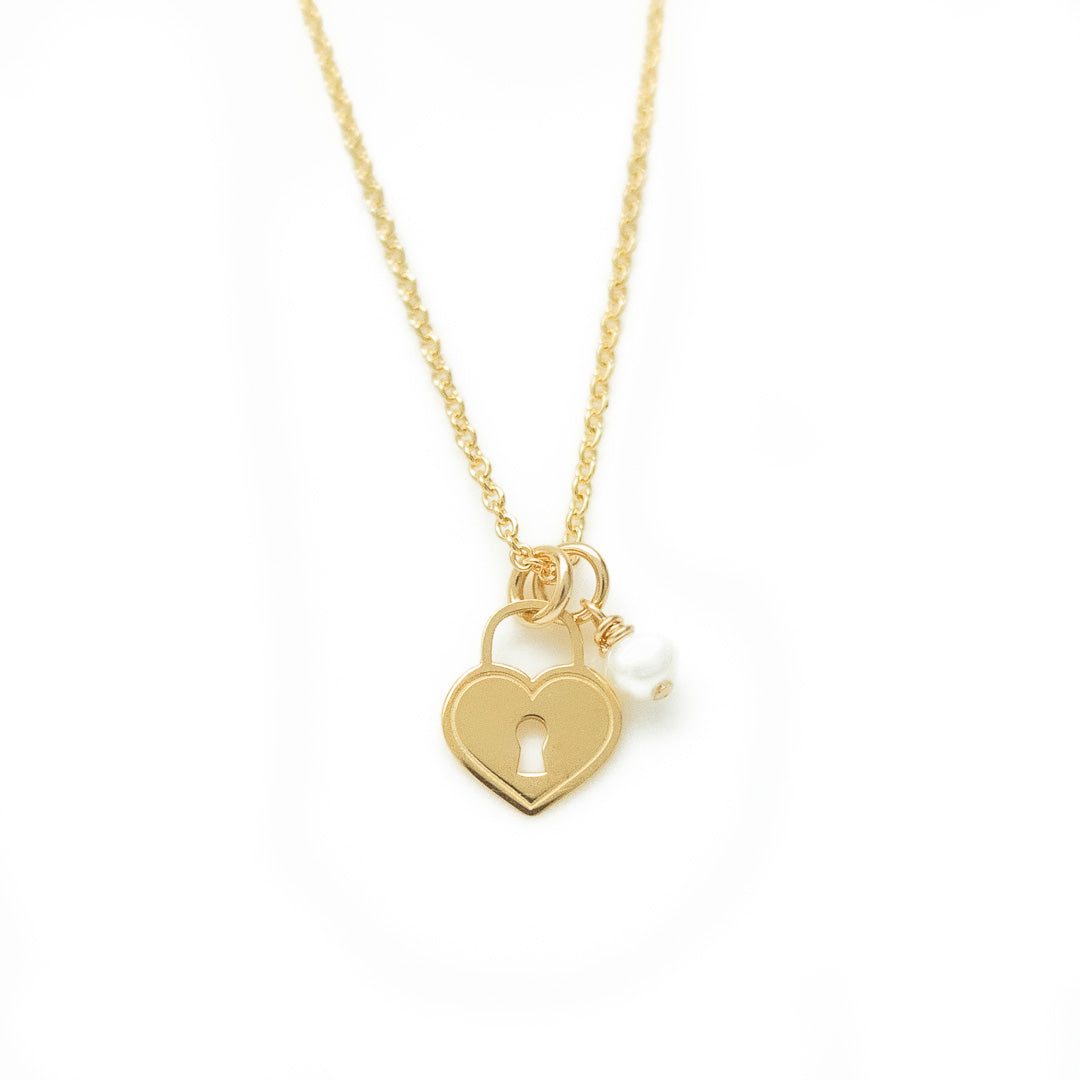 Love Locket Necklace - Gold and Pearl