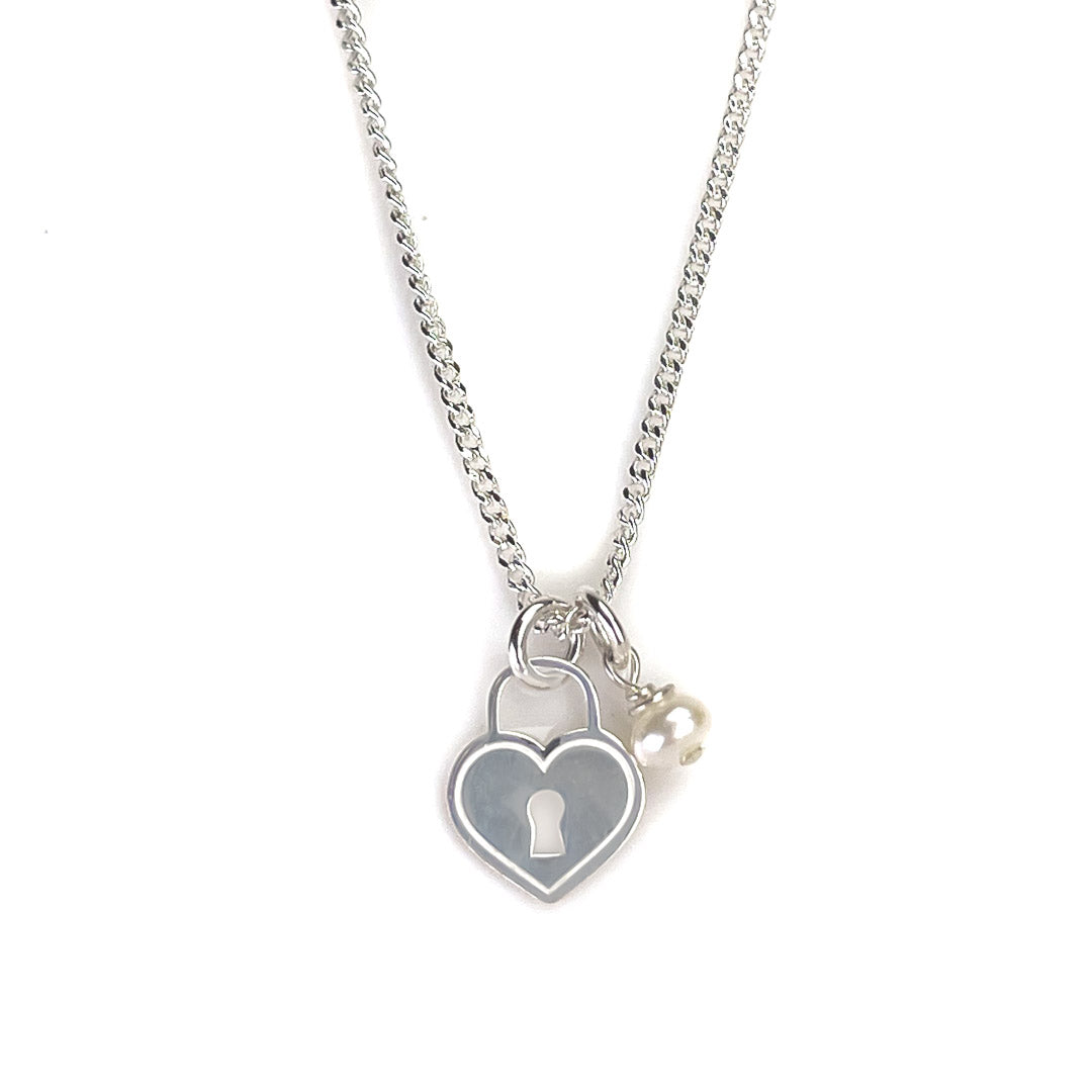Love Locket Necklace - Silver and Pearl