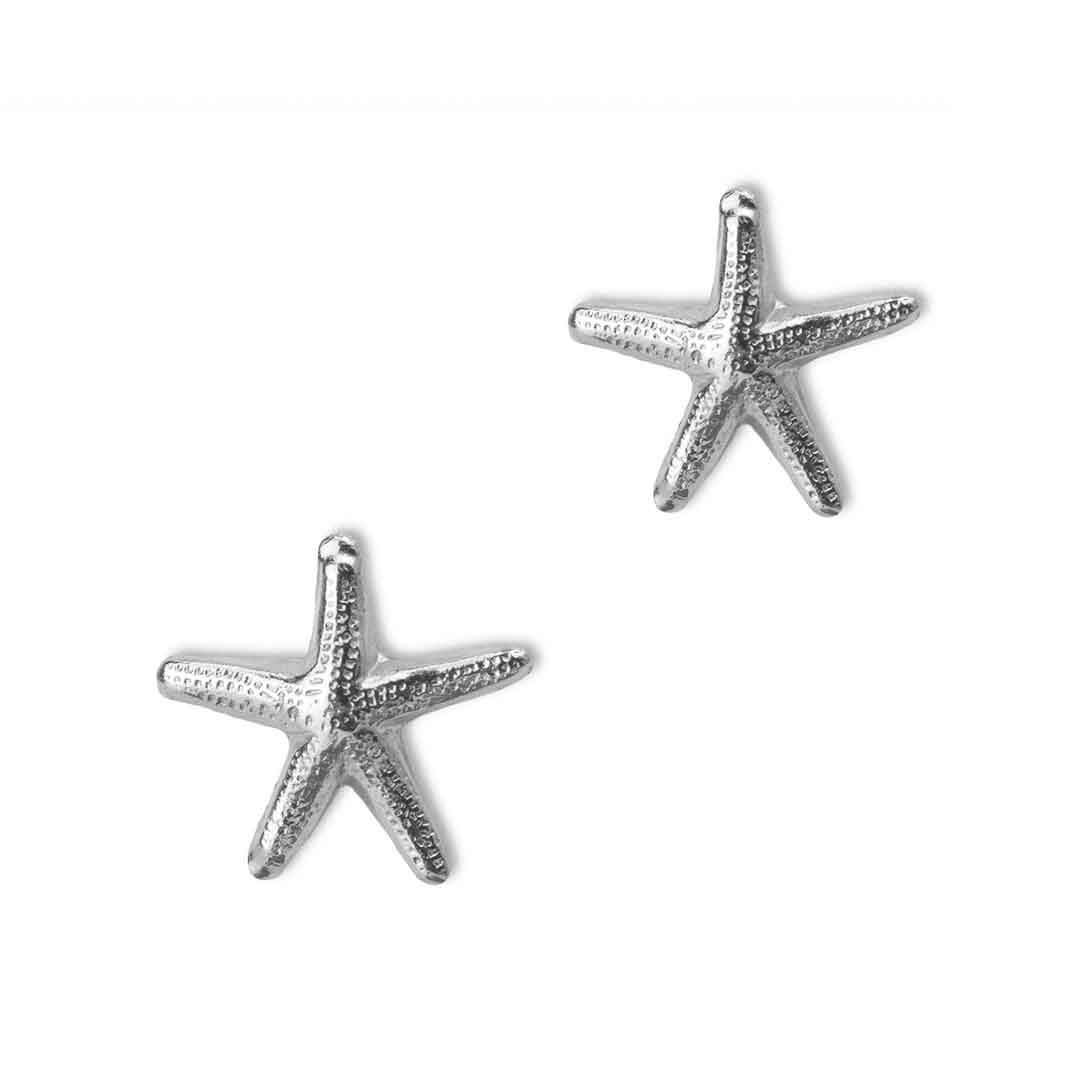 Mermaid Starfish Stud Earrings - Silver