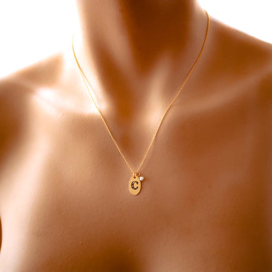 Model wearing  B - Birthstone Love Letter Necklace
