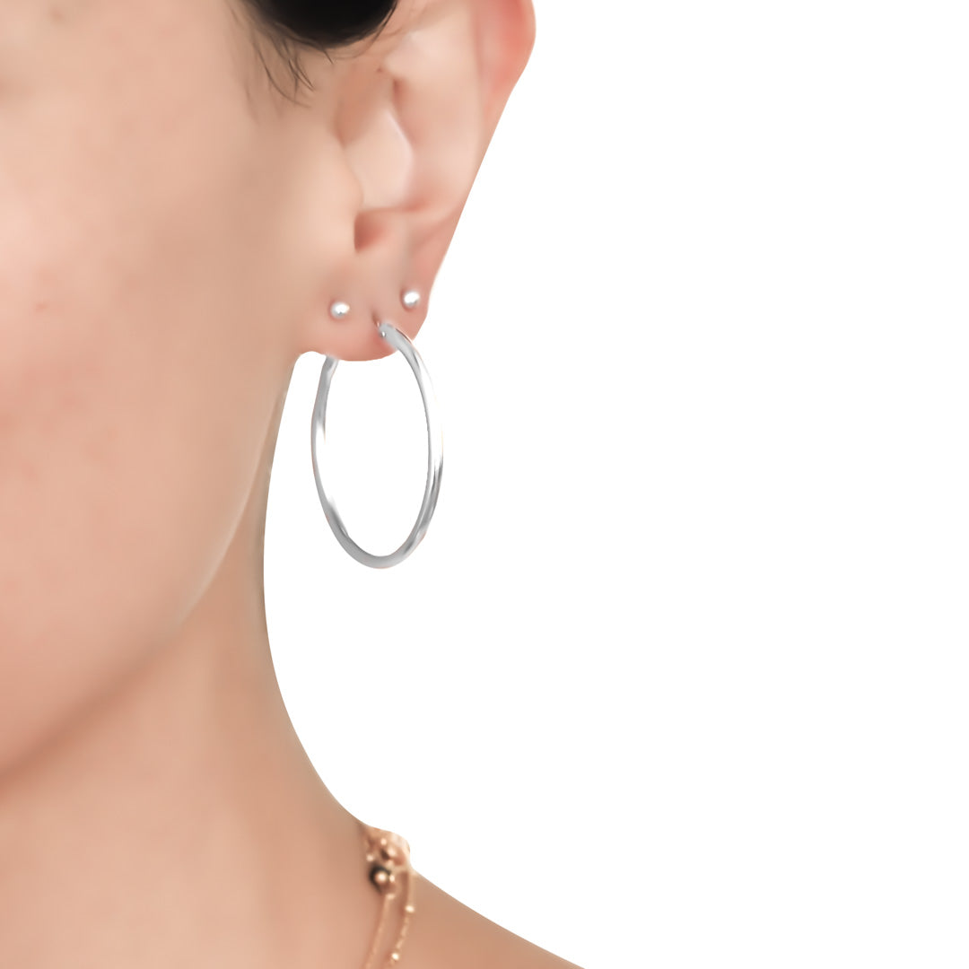 model wearing Perfect Hoop Earrings 34mm