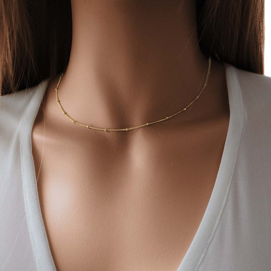 Model wearing Satellite Curb Chain - Gold