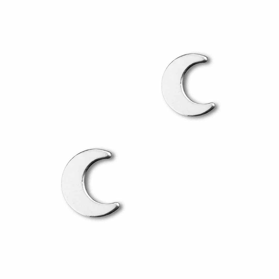 New Moon Stud Earrings - Silver