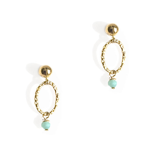 Orbit Mini Earrings - Gold and Amazonite