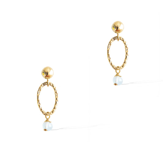 Orbit Mini Earrings - Gold and Aquamarine