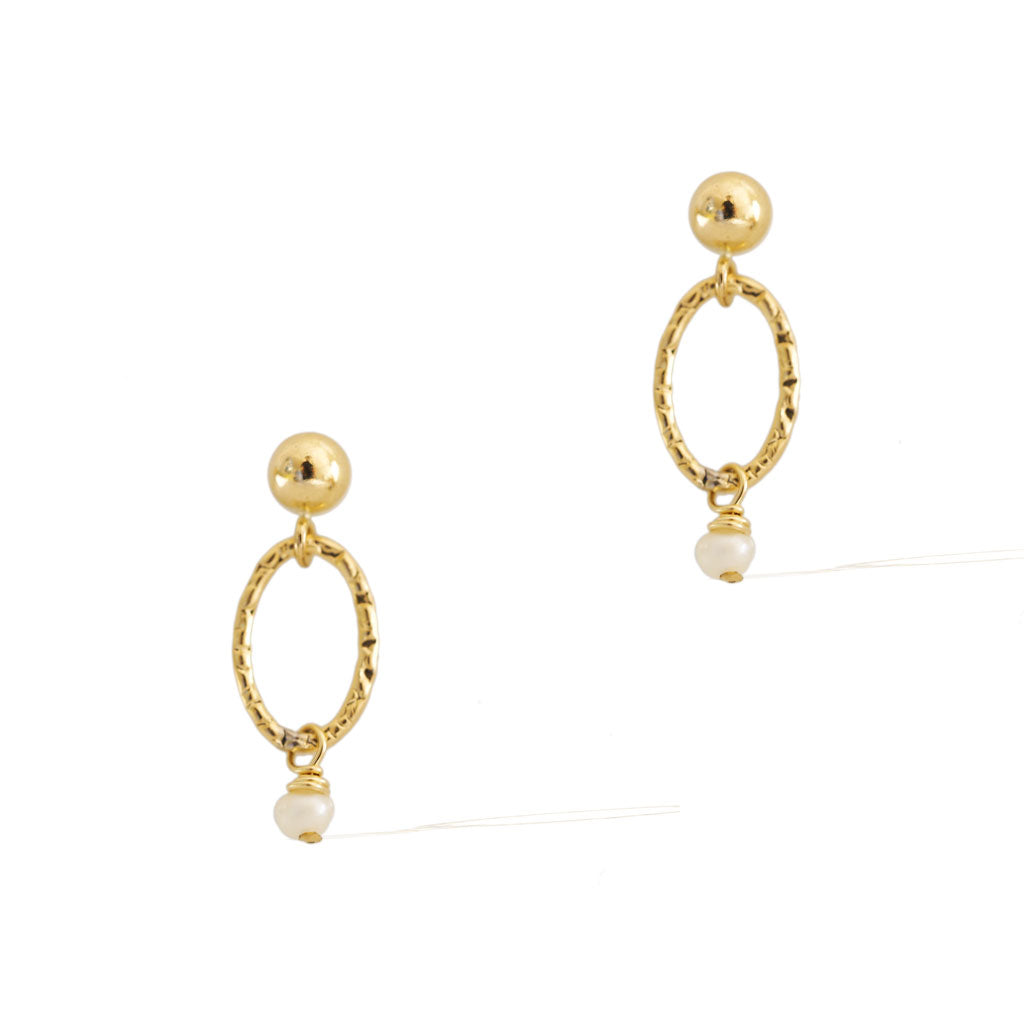 Orbit Mini Earrings - Gold and Pearl