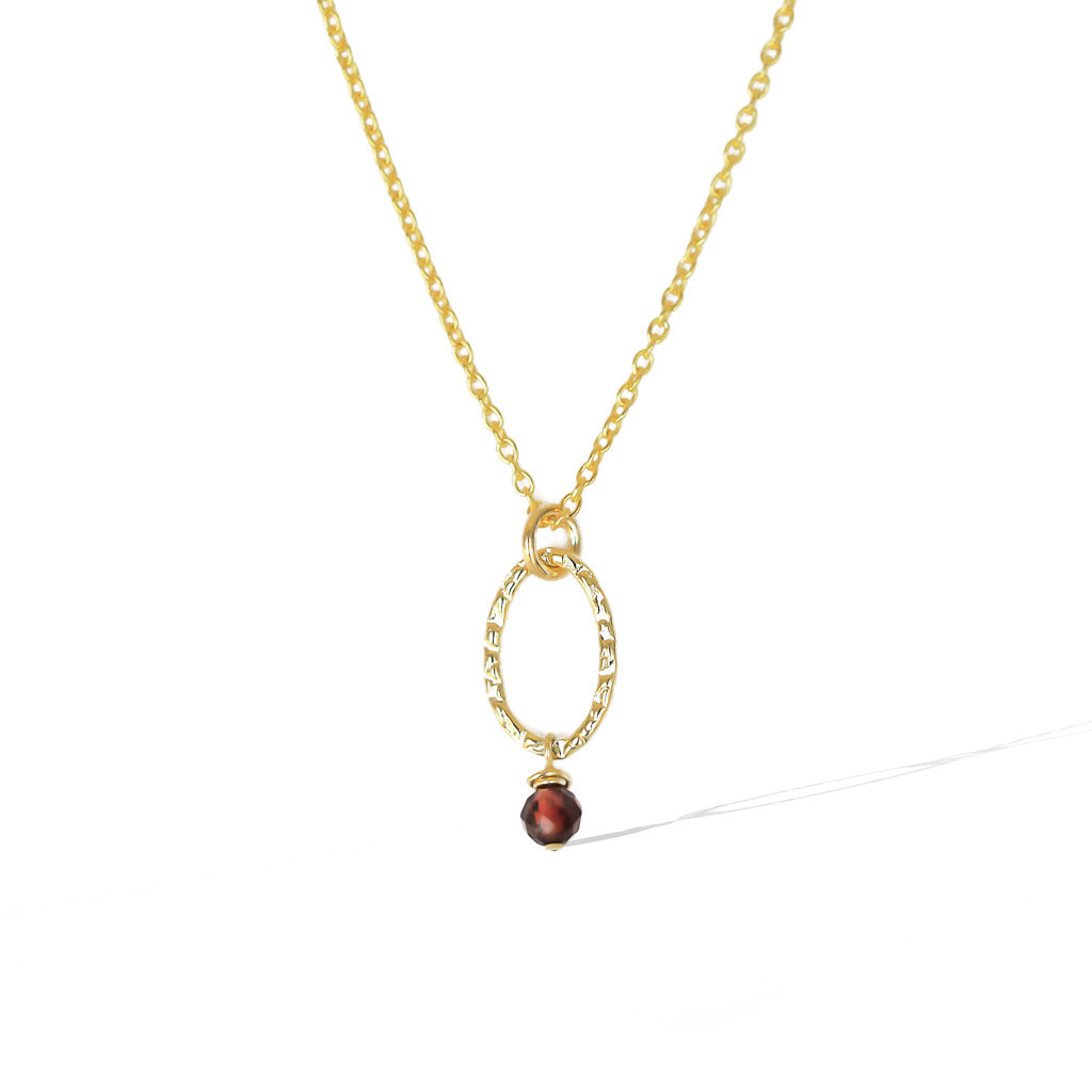 Orbit Mini Necklace - Gold and Red Garnet