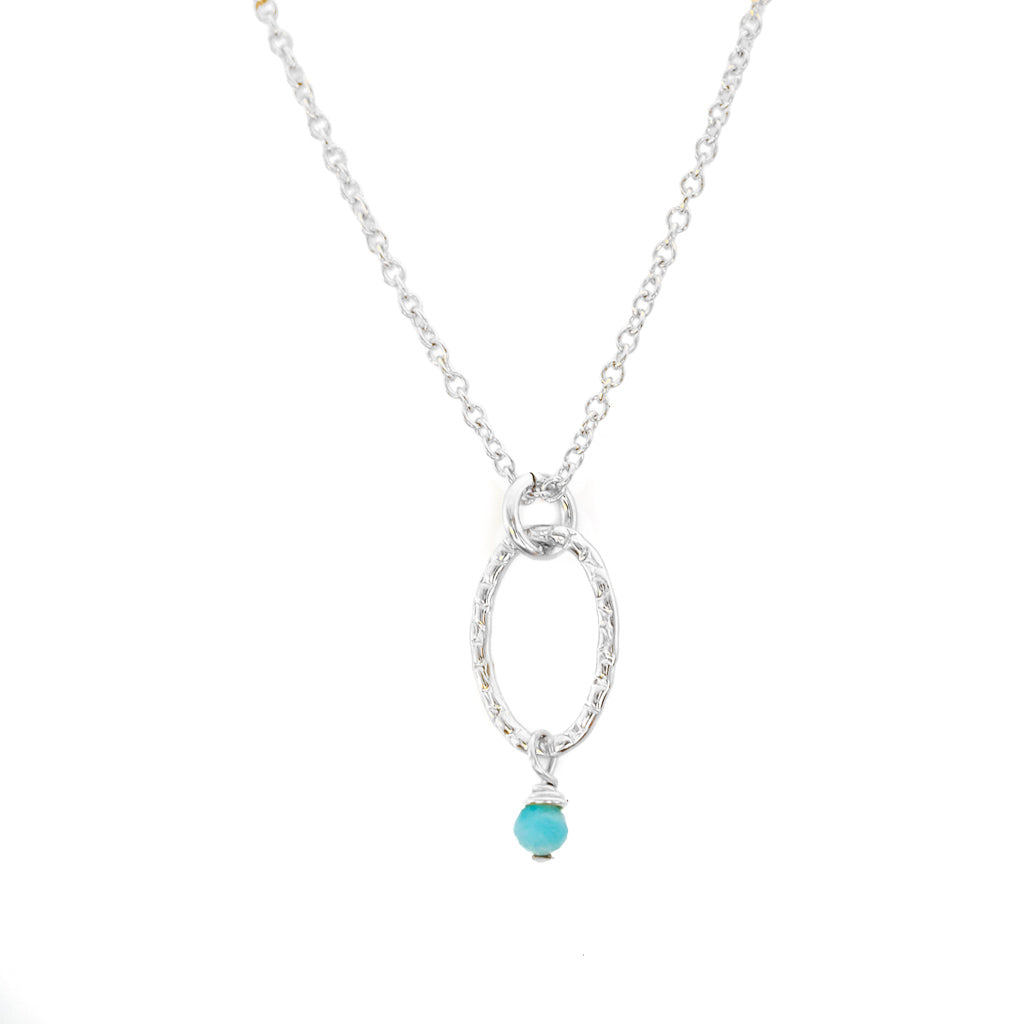 Orbit Mini Necklace - Silver and Amazonite