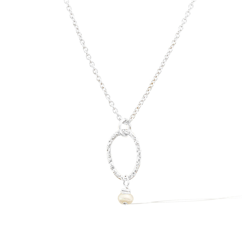 Orbit Mini Necklace - Silver and Pearl