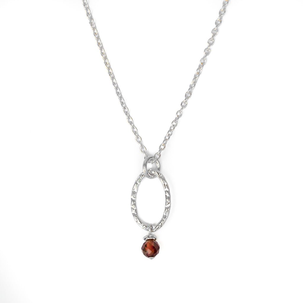 Orbit Mini Necklace - Silver and Red Garnet