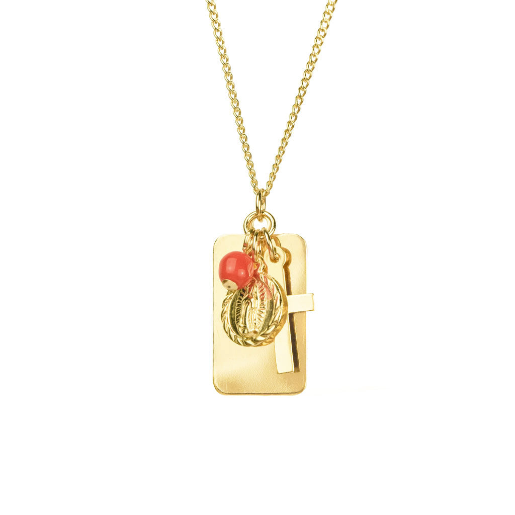 Reflections Faith Coral Necklace - Gold