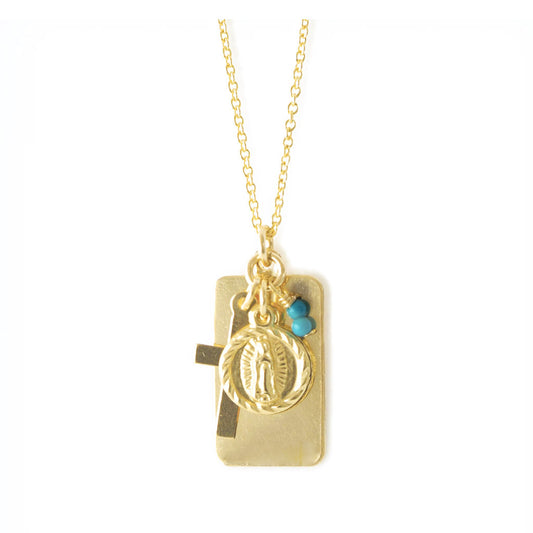 Reflections Faith  Necklace - Gold and Turquoise