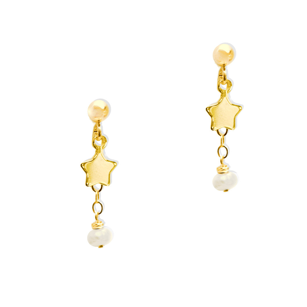 Starburst Earrings - Gold and Pearl