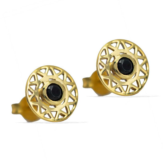 Taraxacum-Earrings-Gold-with-Black-Spinel