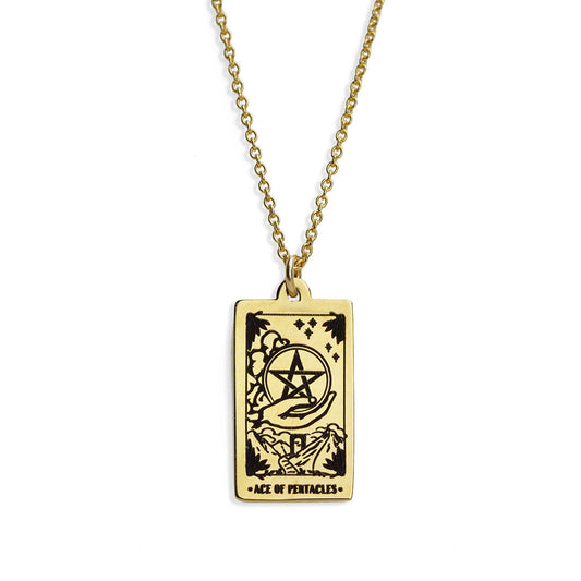 Tarot Ace Of Pentacles necklace pendant 14K gold filled jewellery