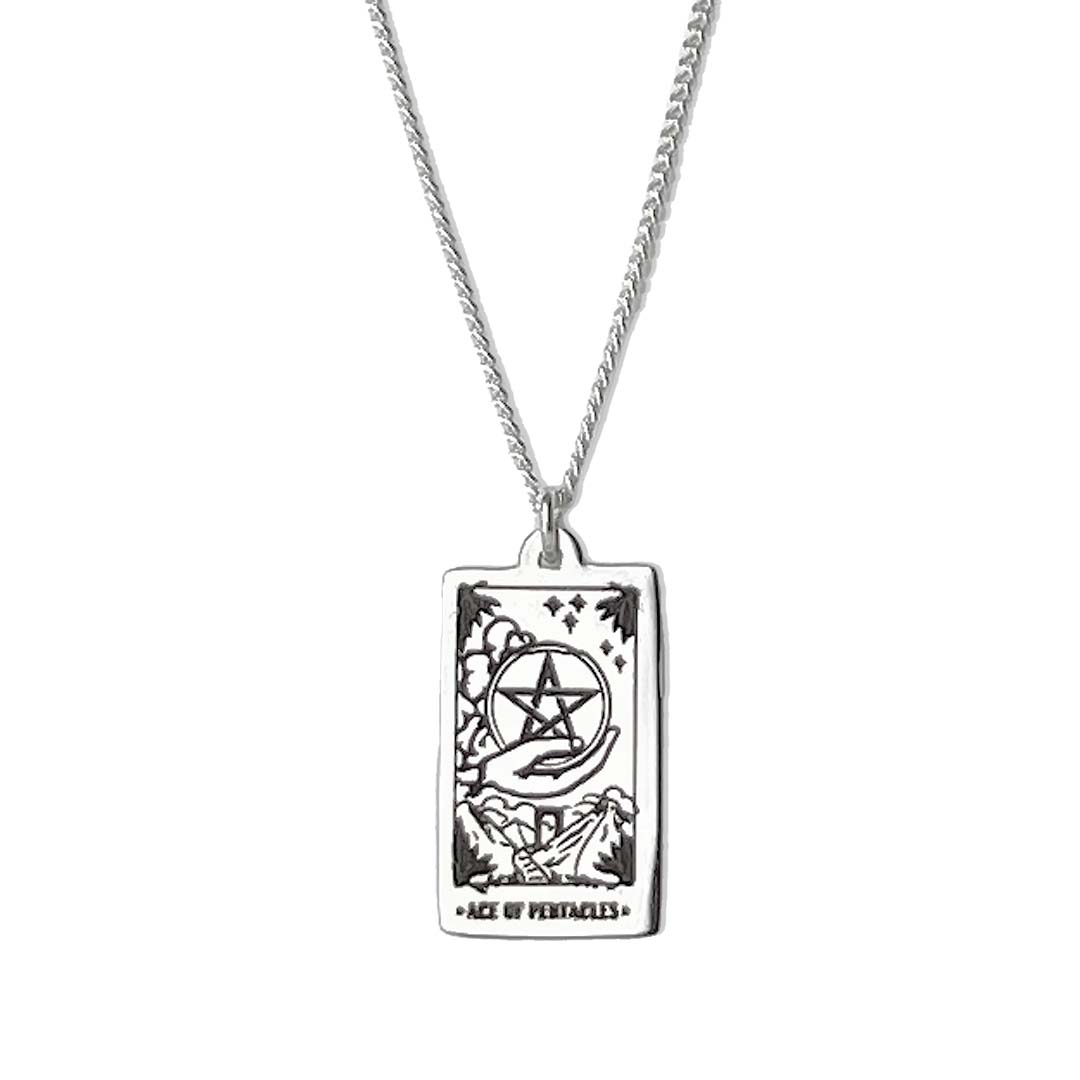 Tarot Ace Of Pentacles necklace pendant sterling silver jewellery