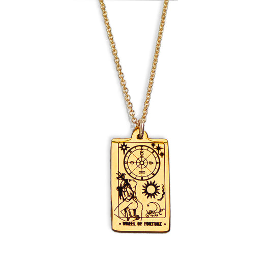 Tarot Wheel Of Fortune necklace pendant 14K gold filled jewellery