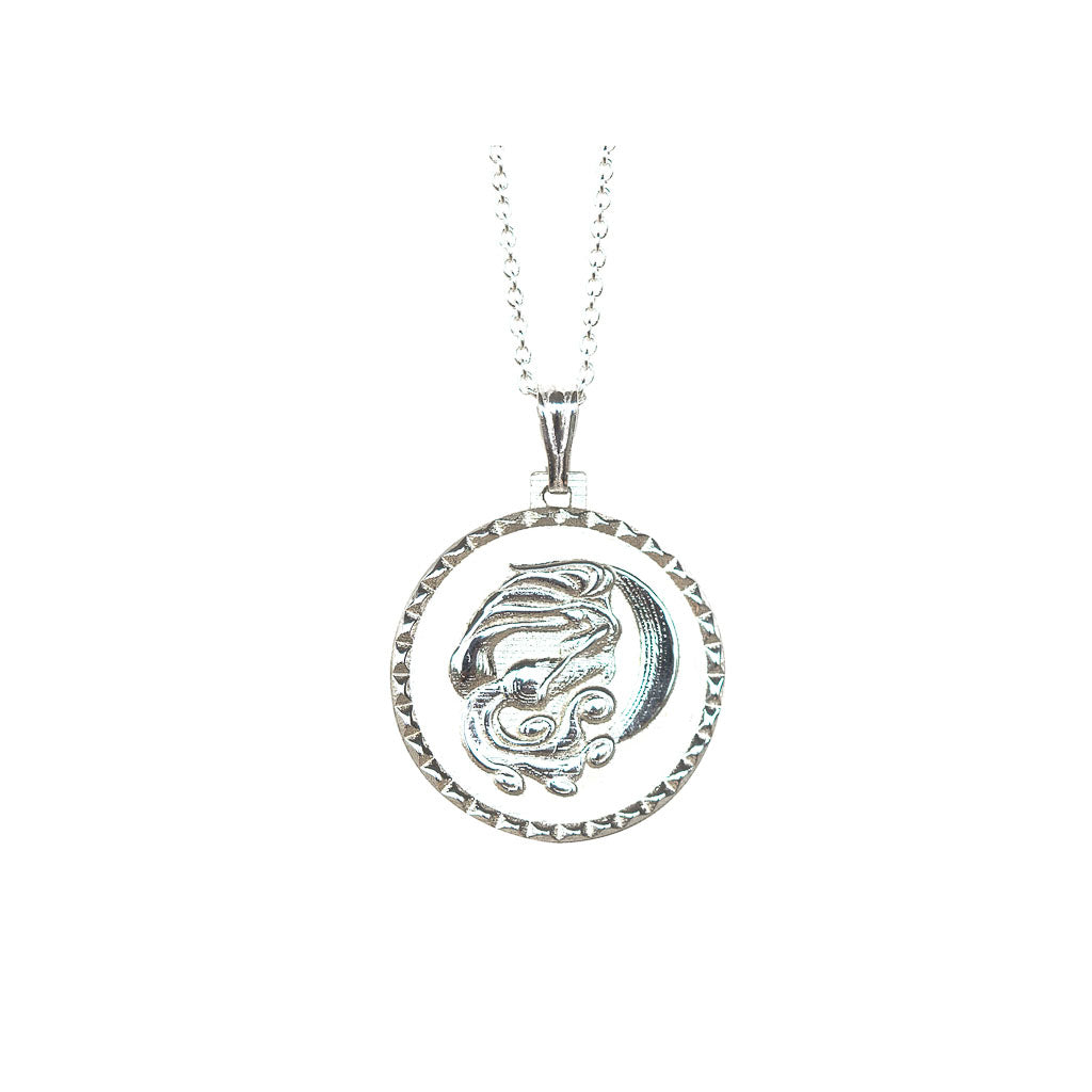 The Aquarius star sign necklace pendant in sterling silver jewellery