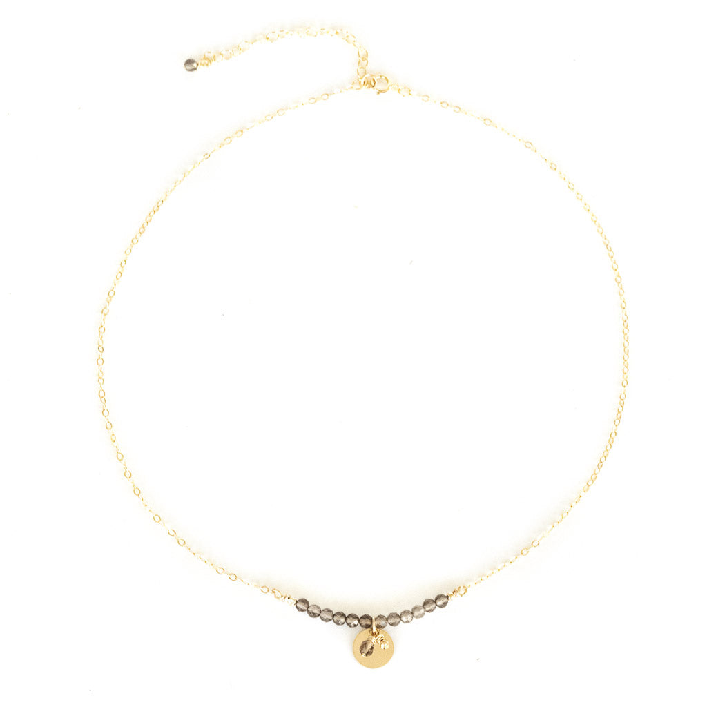 The Aura Necklace - Gold and Smoky Quartz