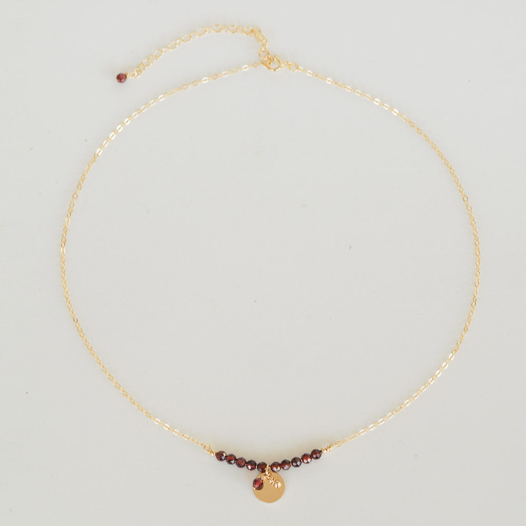 The Aura Necklace - Gold and Red Garnet full