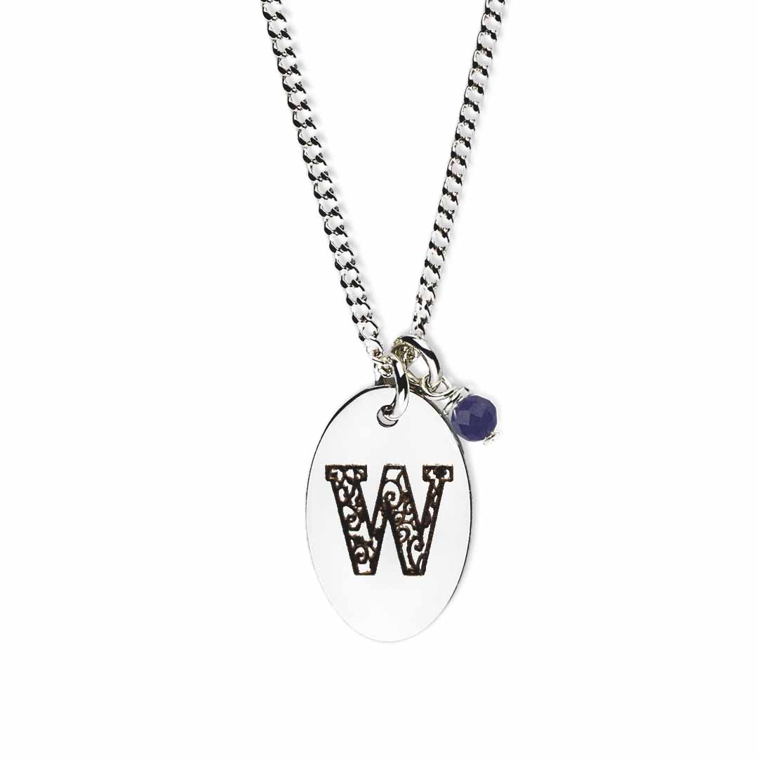 Initial-necklace-w-silver sapphire