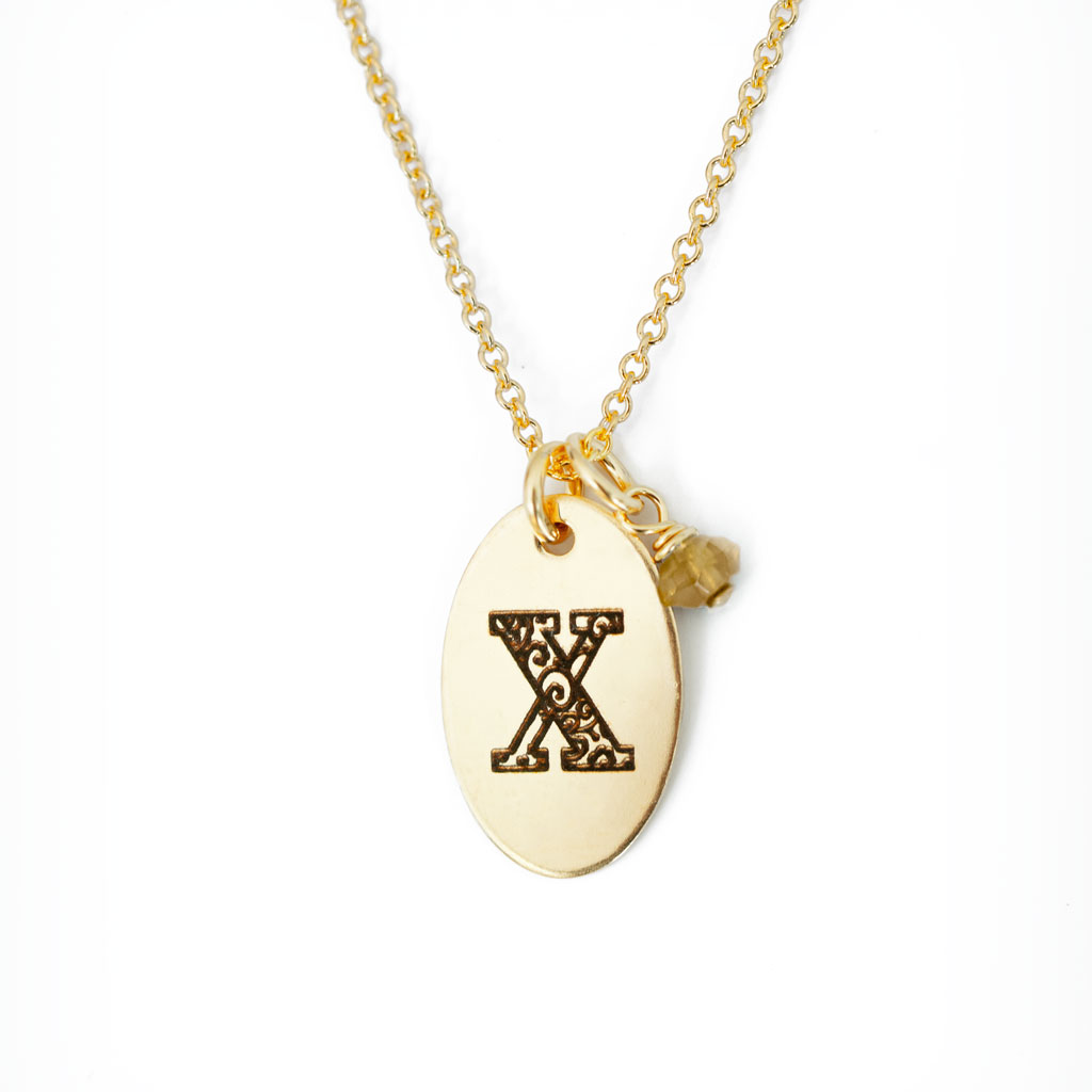 X - Birthstone Love Letters Necklace Gold and Citrine