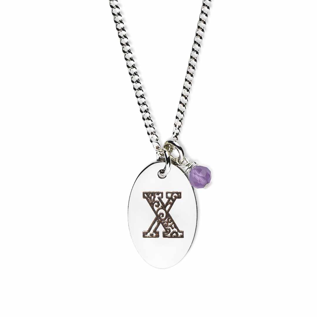 Initial-necklace-x-silver amethyst