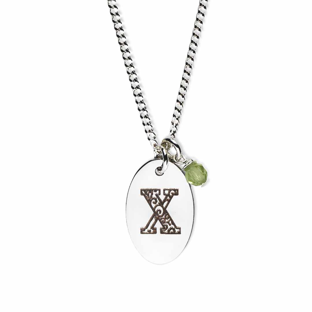 Initial-necklace-x-silver peridot