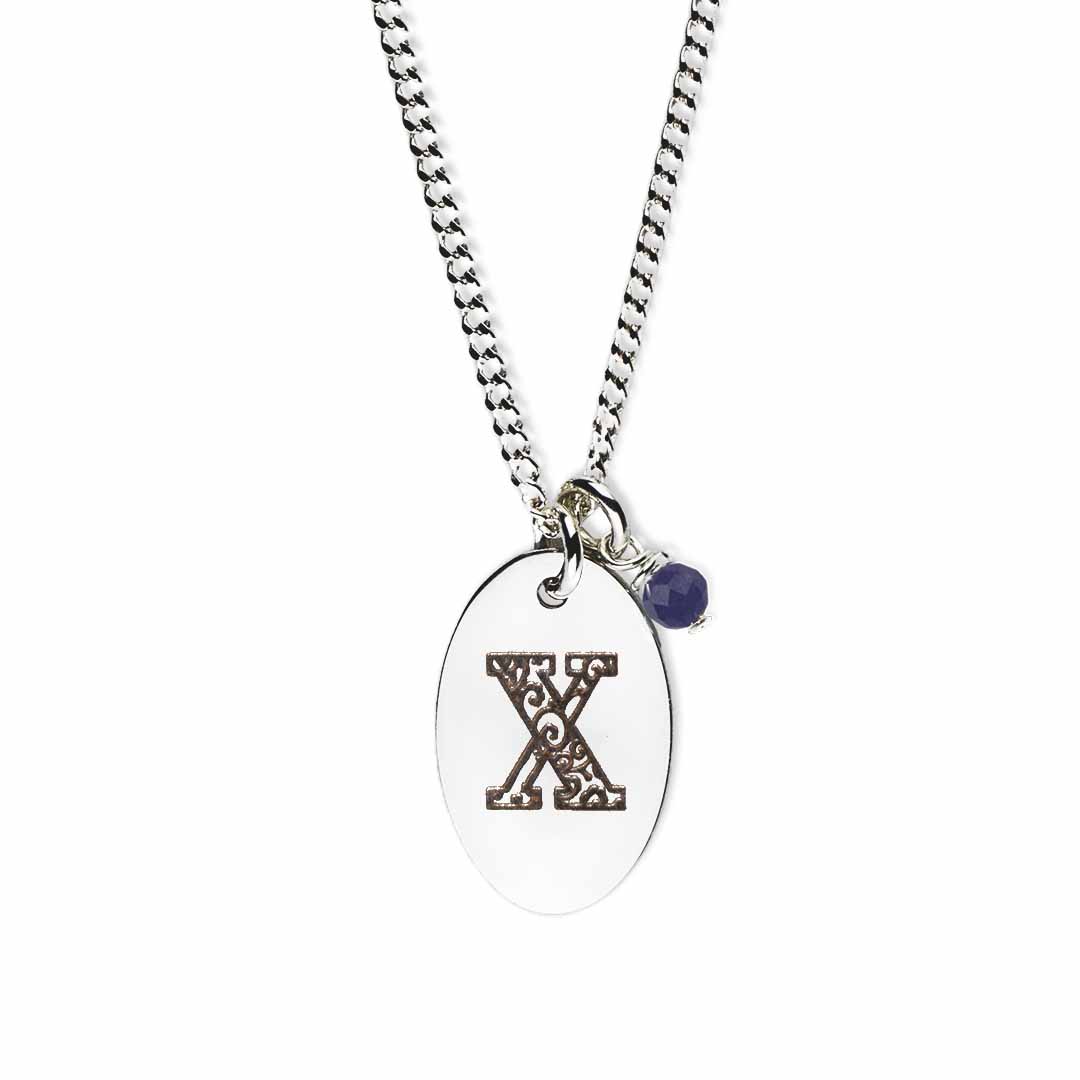 Initial-necklace-x-silver sapphire