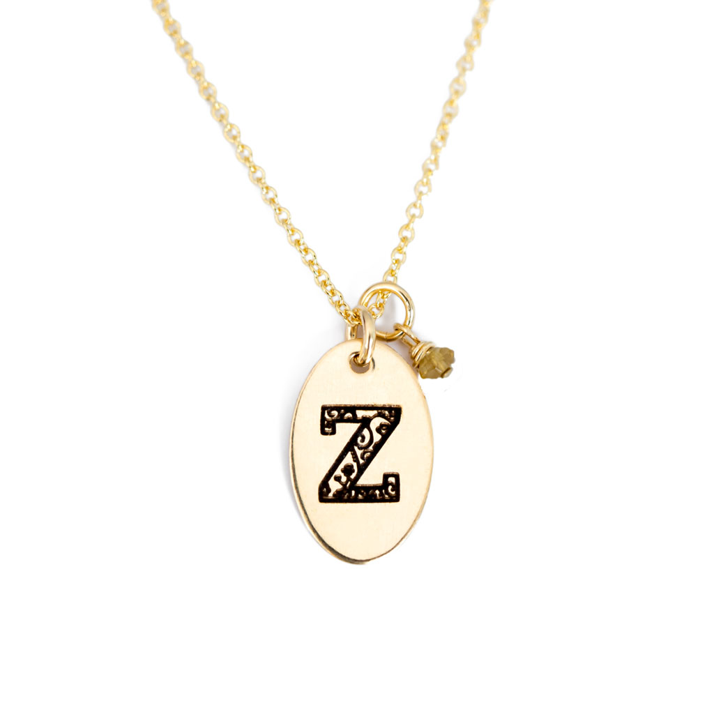 Z - Birthstone Love Letters Necklace Gold and Citrine