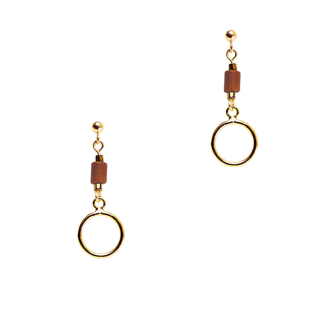 Cinnamon Scroll Drop Earrings - Gold and Jasper